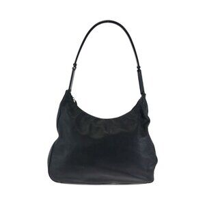 Prada Plastic Handle Logo Black Plastic Leather Hobo Plastic Handle